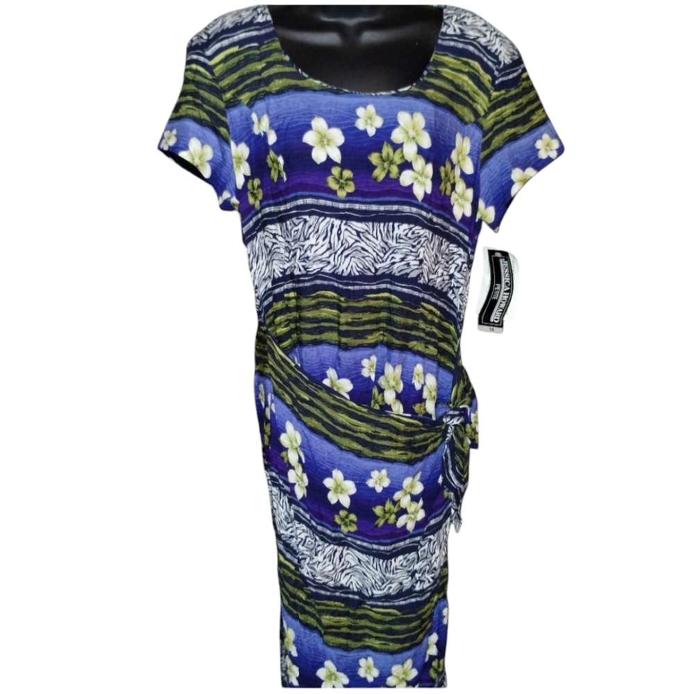 Jessica Howard NWT petite faux wrap dress, side tie size 14